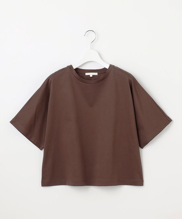 自由区 L 【洗える】ハイカウントクロップド丈 カットソー [新色]ブラウン