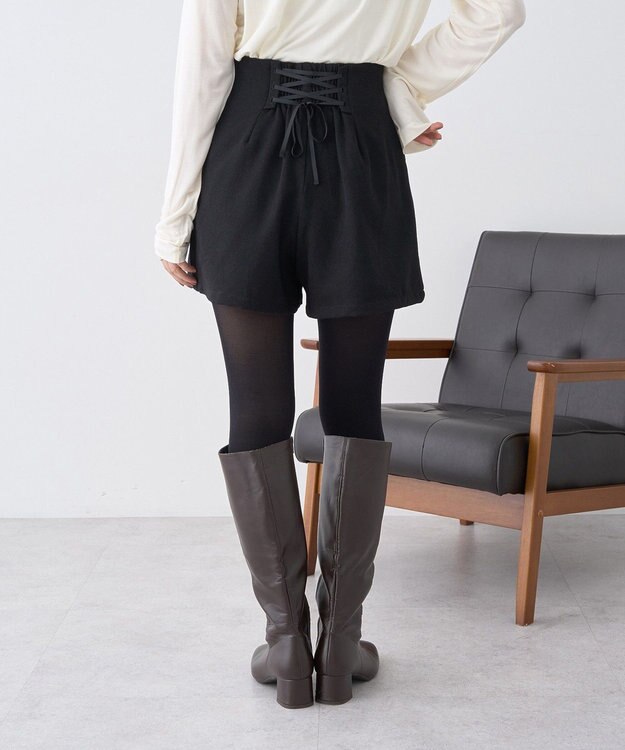 earth music&ecology バックレースアップショートパンツ Black