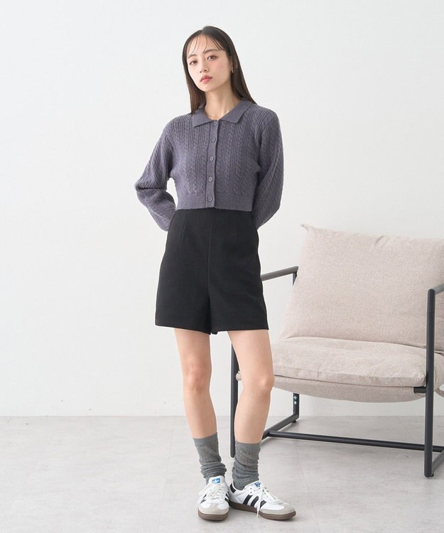 earth music&ecology バックレースアップショートパンツ Black