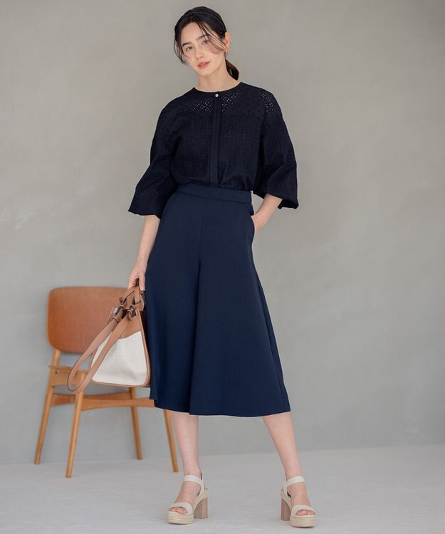 組曲 【洗える】ライトツイルストレッチ パンツ ネイビー系