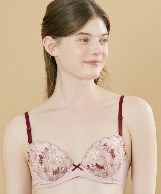 une nana cool ボタニカル柄のレースが華やか　Botanic Garden　3/4カップブラ スモークピンク