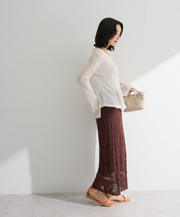 Green Parks クロシェニットスカート White