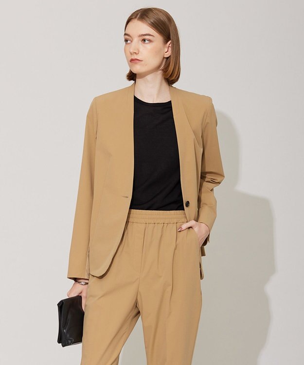 ICB 【接触冷感・UVカット・撥水・洗える】 プルーフ4WAYタフタ ノーカラージャケット コルク系