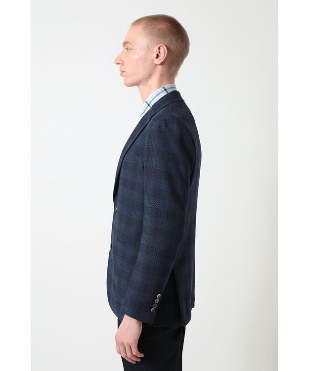 DAKS グレンチェック ジャージージャケット ネイビー