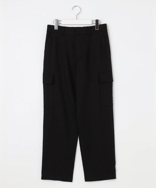 J.PRESS LADIES L 【洗える】ツイルライトストレッチ テーパード カーゴ パンツ ブラック系