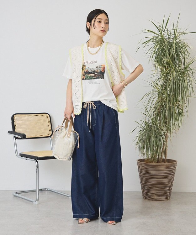AMERICAN HOLIC クロシェ風ニットベスト Ivory