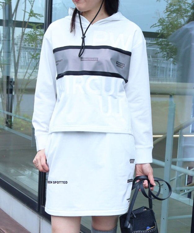 PW CIRCULUS 【WOMEN】【洗える/軽量】裏毛 ロゴ スカート ゴルフウェア レディース ホワイト