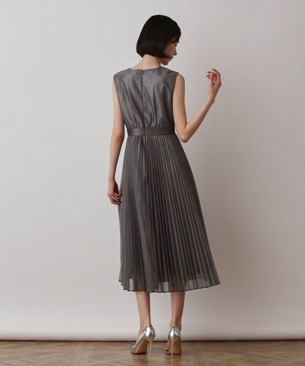 GRACE CONTINENTAL ブライトメッシュワンピース グレー