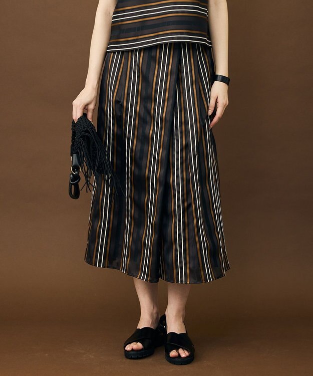 自由区 マルチストライプジャカード スカート ブラウン系