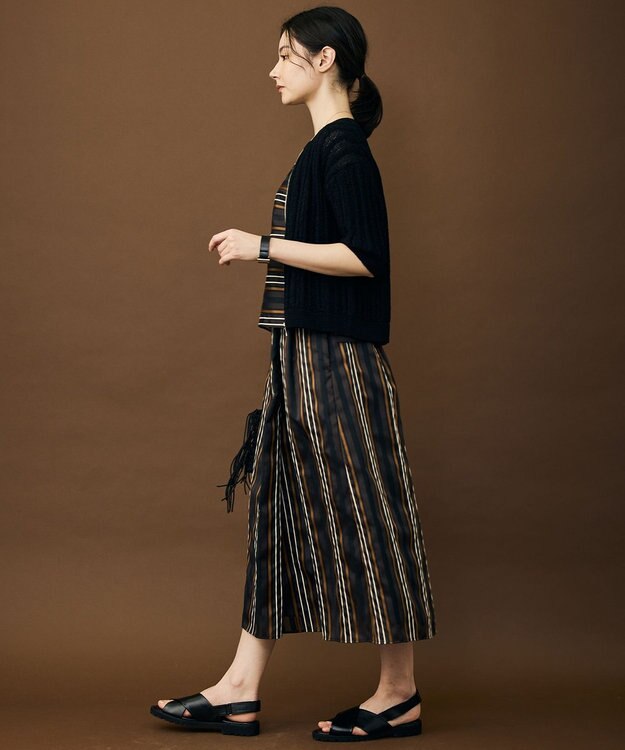 自由区 マルチストライプジャカード スカート ブラウン系