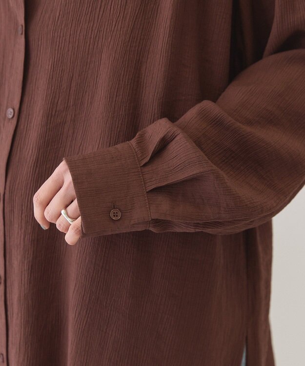 AMERICAN HOLIC 楊柳バンドカラーシャツ Brown