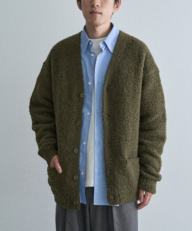 CRAFT STANDARD BOUTIQUE フェザーモールニットカーディガン Khaki