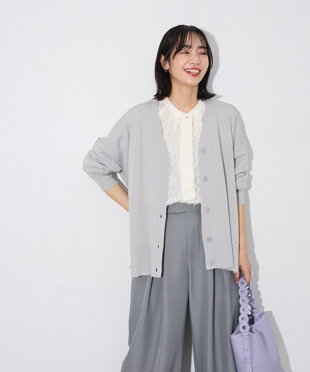 Green Parks ここちニットＶネックカーディガン Gray