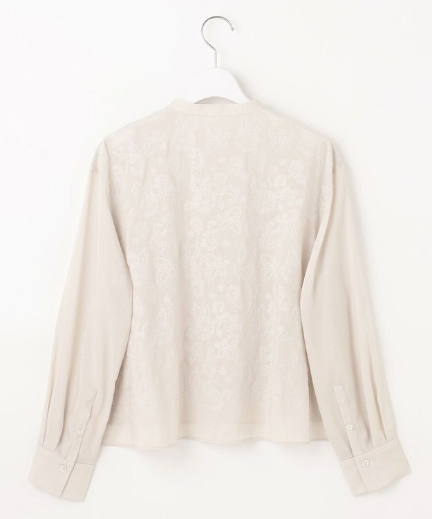 自由区 L 【洗える】シアーエンブロイダリークロップド丈 ブラウス ベージュ