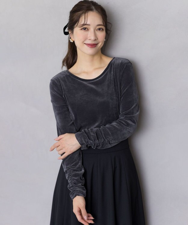 組曲 チュールフロッキー カットソー グレー系