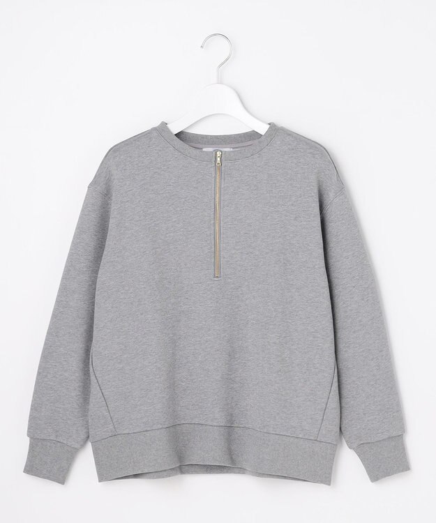 J.PRESS LADIES L 裏毛 ハーフジップ プルオーバー グレー系