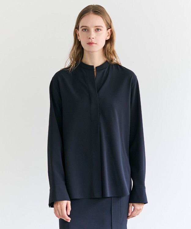 BEIGE， 【セットアップ対応】SPHENE / スタンドカラープルオーバーブラウス Navy