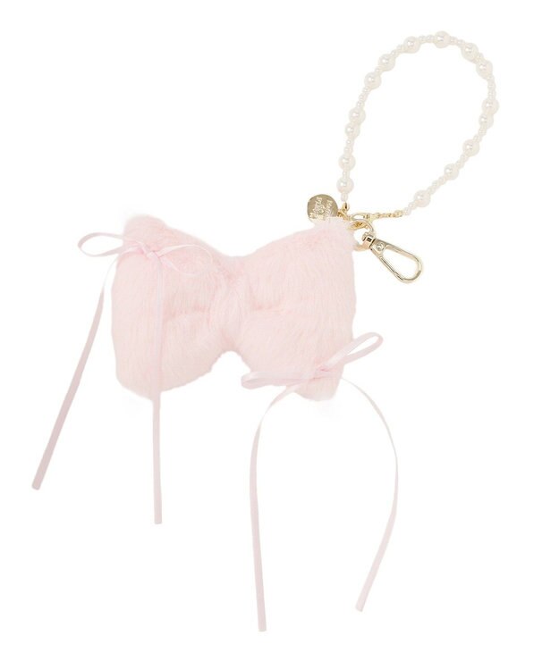 Maison de FLEUR フェイクファーリボンチャーム Pink
