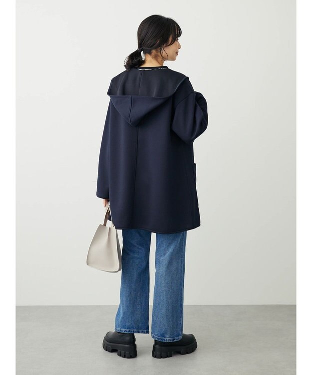 Green Parks ポンチフード付きカットカーディガン Dark Navy