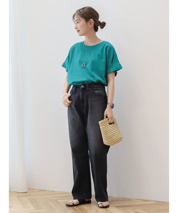 AMERICAN HOLIC 接触冷感袖タックカットプルオーバー Green