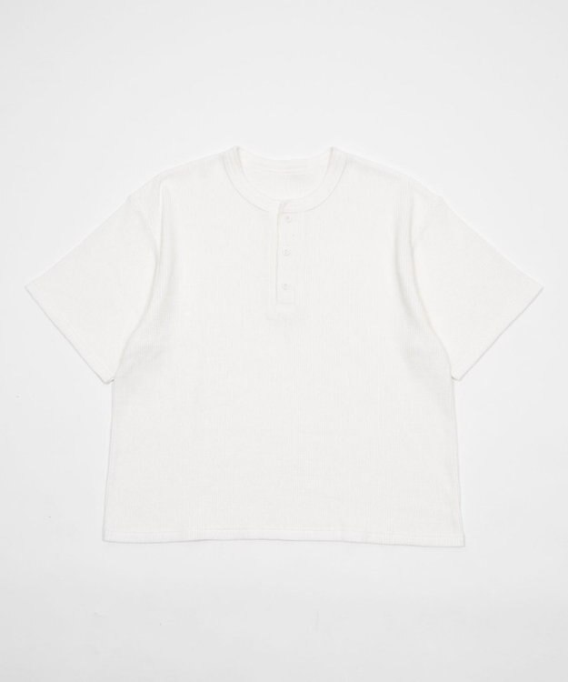 WEGO 【ユニセックス着用ITEM/MLサイズ展開】ワッフルヘンリーネックT（SS） ホワイト