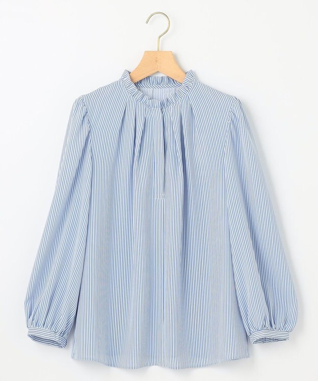組曲 【WEB限定】ライトデシン フリル襟ブラウス ブルーストライプ系5