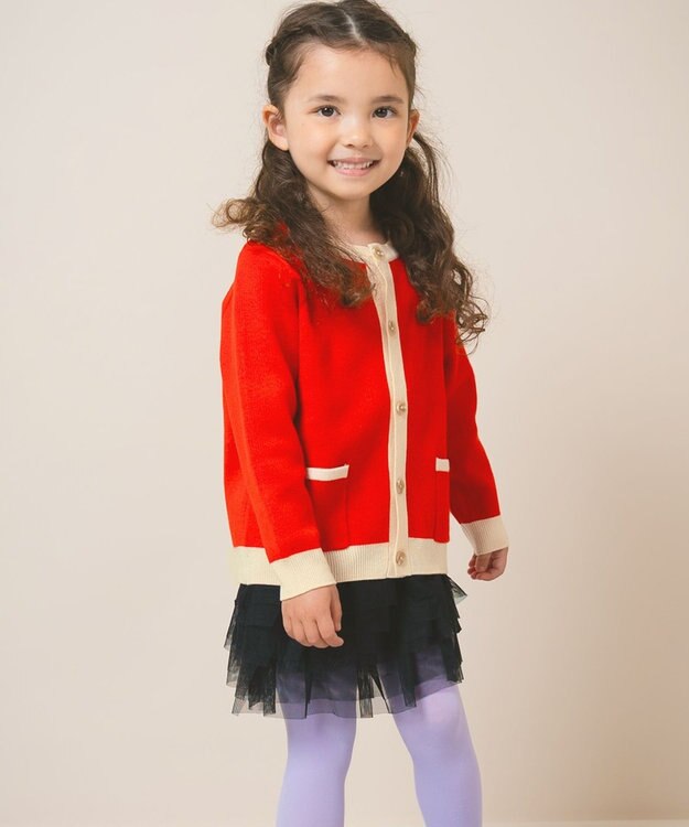 ami amie キャンバスブルームカーディガン85cm～130cm レッド