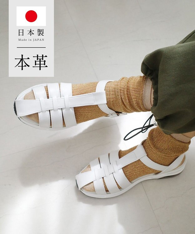 Pointer 日本製 本革グルカスポーツサンダル オフホワイト