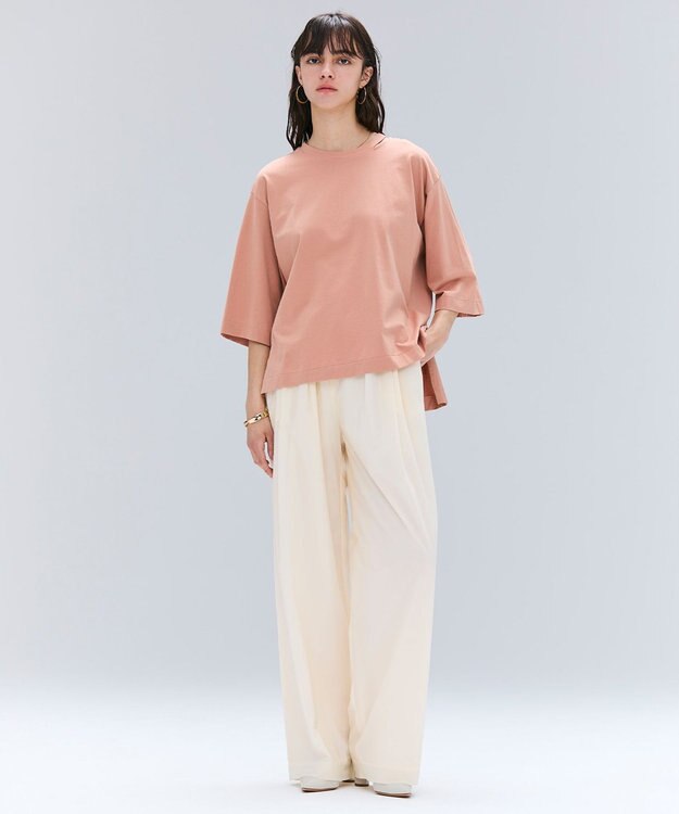 BEIGE， 【洗える・GLOW ８月号掲載】S.BABILA / スリットネックオーバーサイズTシャツ Sunset