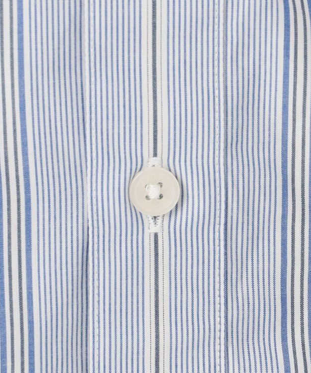 JOSEPH ABBOUD 【シルクブレンド】シルクコットンストライプバンドカラー シャツ ブルー系2