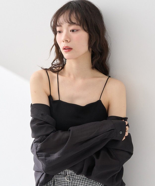 earth music&ecology アシメショルダーショートキャミソール Black