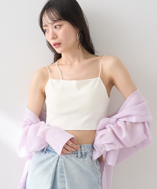 earth music&ecology アシメショルダーショートキャミソール Off White