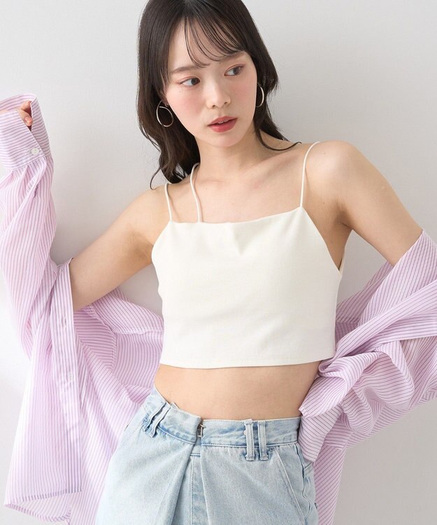 earth music&ecology アシメショルダーショートキャミソール Off White