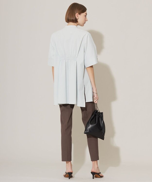 ICB 【洗える】ヴィンテージスパンブロード バンドカラーシャツ アイスグレー系