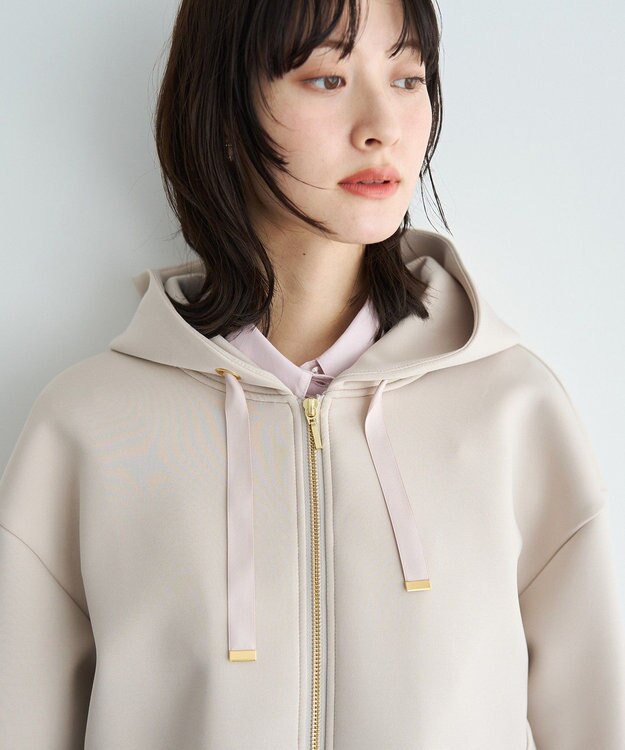 YECCA VECCA バックプリーツZIPフーディー Light Beige