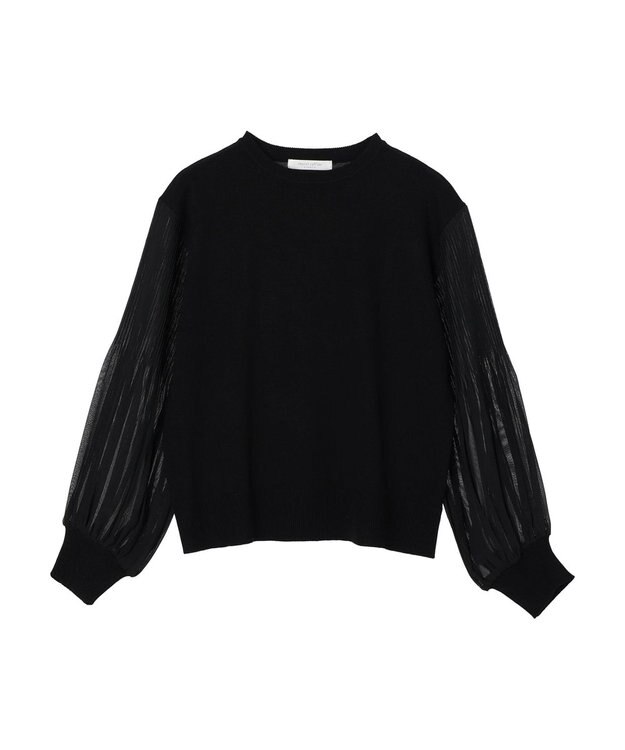 Green Parks プリーツ袖ニットプルオーバー Black