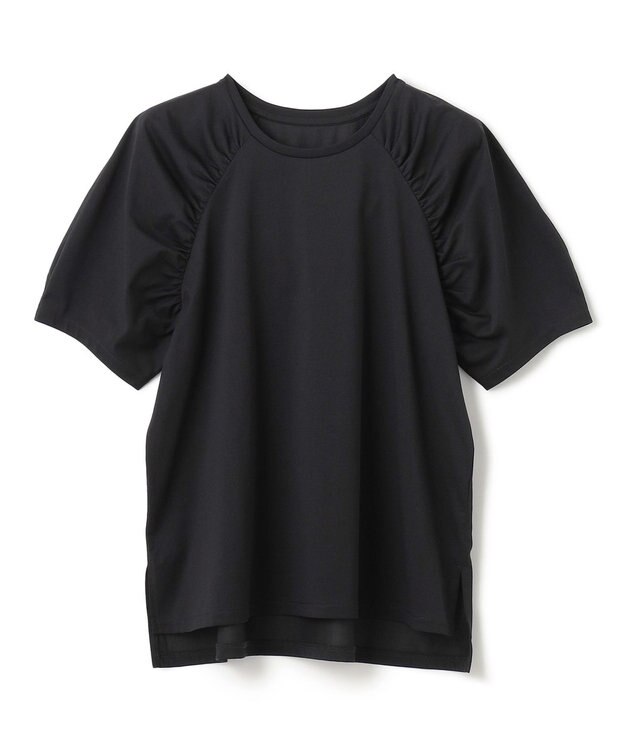 UNFILO ショルダーギャザーT ブラック