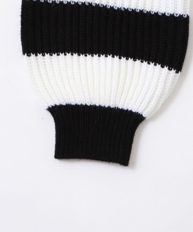 WEGO ダブルジップショートニットブルゾン ブラックボーダー