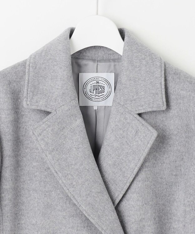 J.PRESS LADIES L Super150sAZAMIビーバー Pコート グレー系