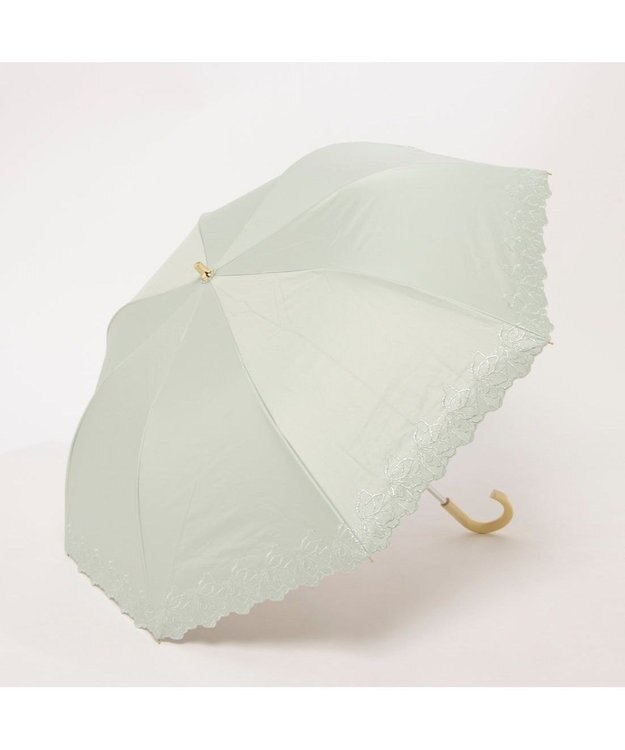 UNBILLION カシュネ cachenez / PUフラワーラメ刺繍トップレス2段折りたたみ傘 グリーン