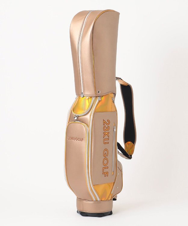 23区GOLF 主役級の華やかさ【UNISEX】ホログラム キャディバッグ 見た目・収納力・機能性抜群 ラウンドに最適！ ベージュ系