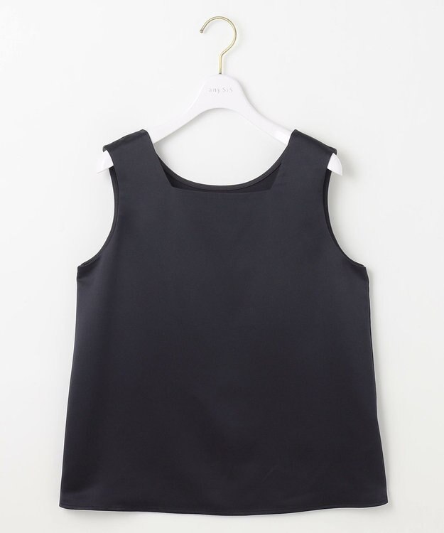 ANY SIS 【洗える】サテン2WAY タンクトップ ネイビー