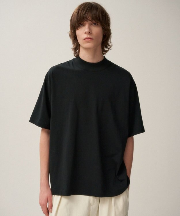 ATON DRY COTTON JERSEY | スタンダード モックネックTシャツ - UNISEX BLACK