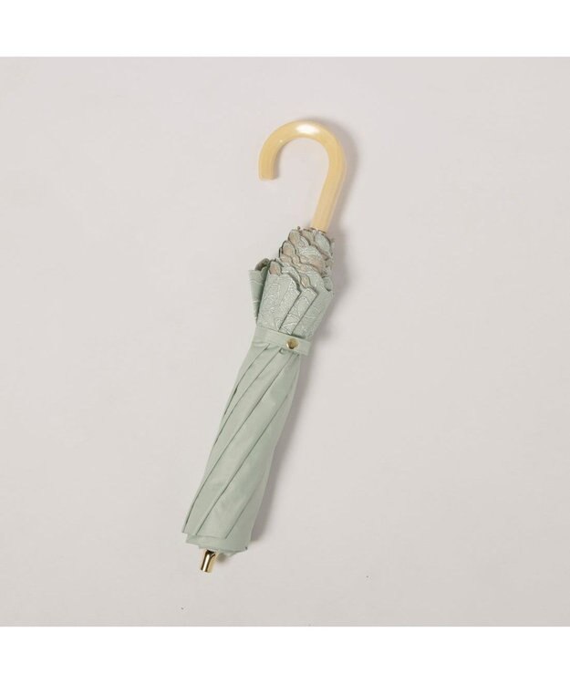 UNBILLION カシュネ cachenez / PUフラワーラメ刺繍トップレス2段折りたたみ傘 グリーン