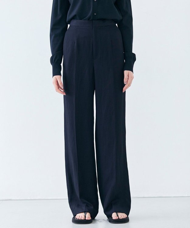 BEIGE， 【洗える】BERNARD / リネンストレートフルレングスパンツ Navy