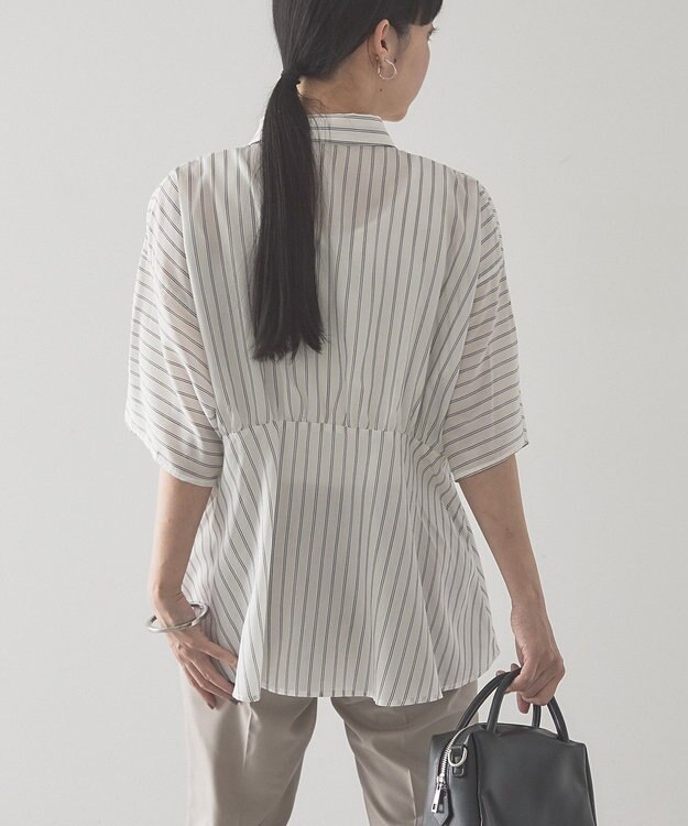 AMERICAN HOLIC 【予約】【接触冷感】ストライプペプラムブラウス Stripe Ivory