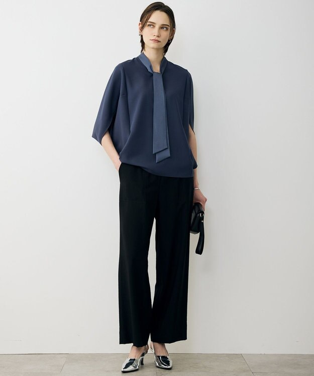 ICB L 【先行予約】ワッシャーツイル ワイドストレートパンツ ブラック