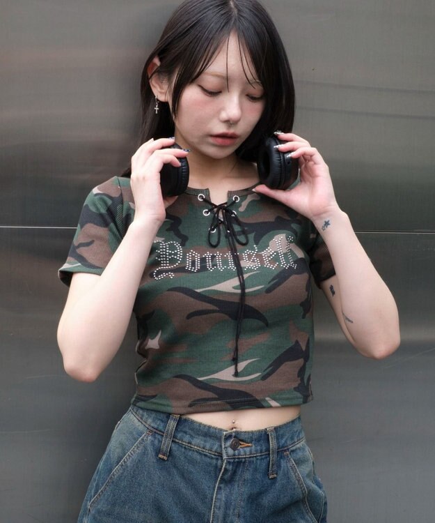 WEGO グラフィックレースアップちびT 柄3