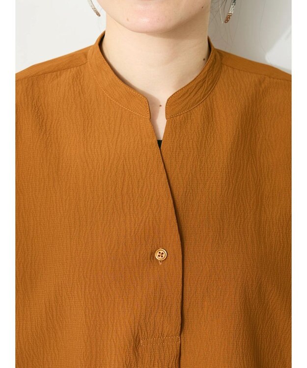 CRAFT STANDARD BOUTIQUE バンドカラーバックタック５分袖ブラウス Terracotta