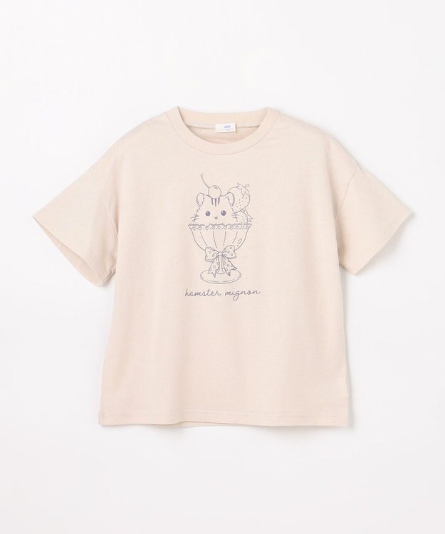 ANY KIDS 【綿100%/接触冷感】ひんやり オーバーサイズ アニマルTシャツ ベージュ×リス